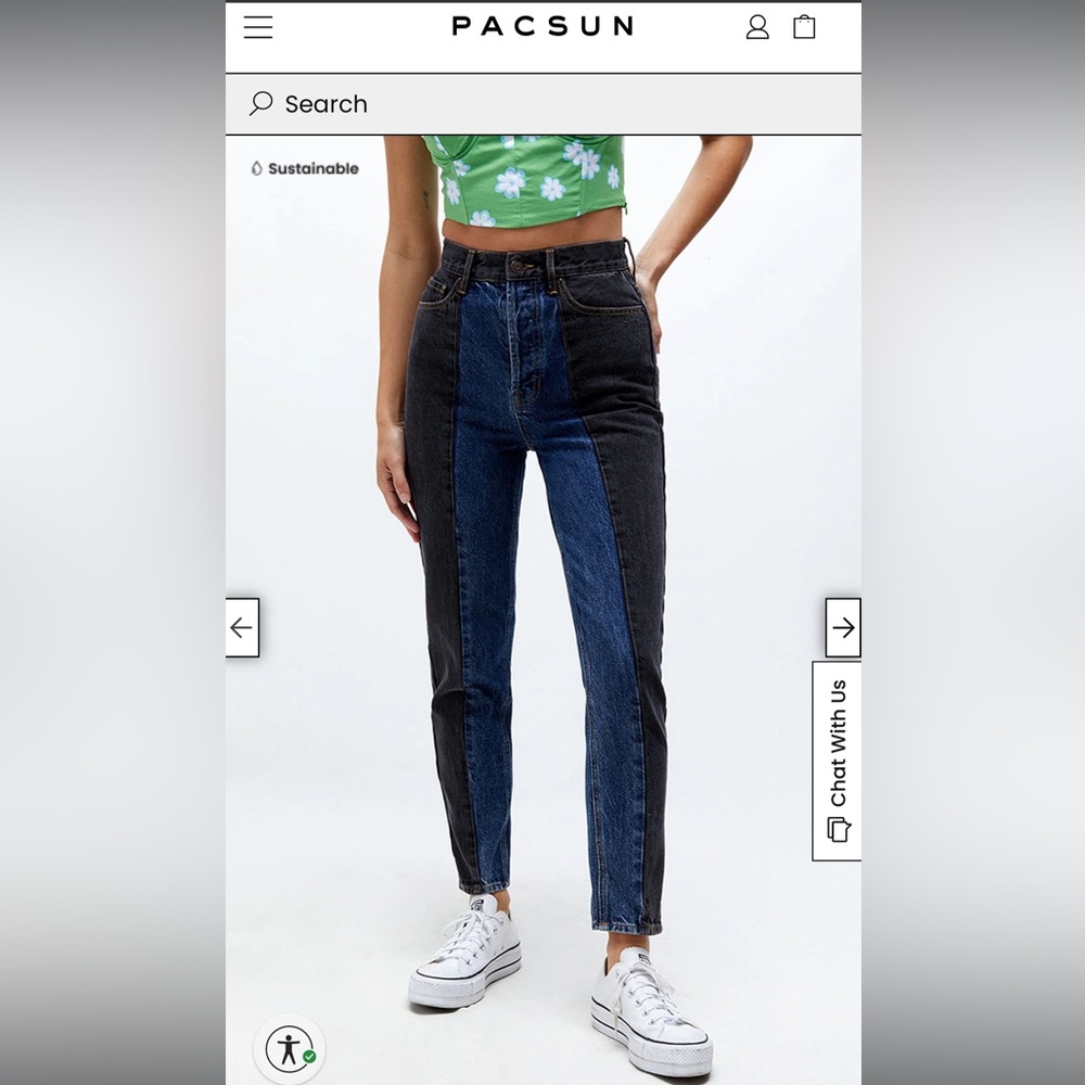 PacSun Eco Colorblocked Ultra High Waisted Slim Fit Jeans. brand new with tag